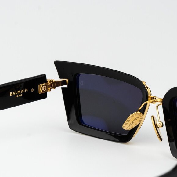 Balmain Men Sunglasses Titanium Black Gold Grey Rectangle ADMIRABLE BPS-130A-52 - Picture 9 of 14